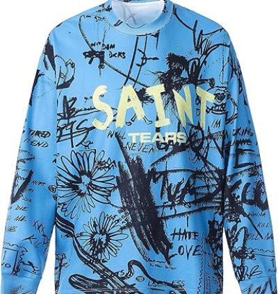 Saint Tears rnodefrance Unisex Vintage Graphic Printing Long Sleeve Shirt Oversized Tee Shirt Cotton Long Sleeve Shirts